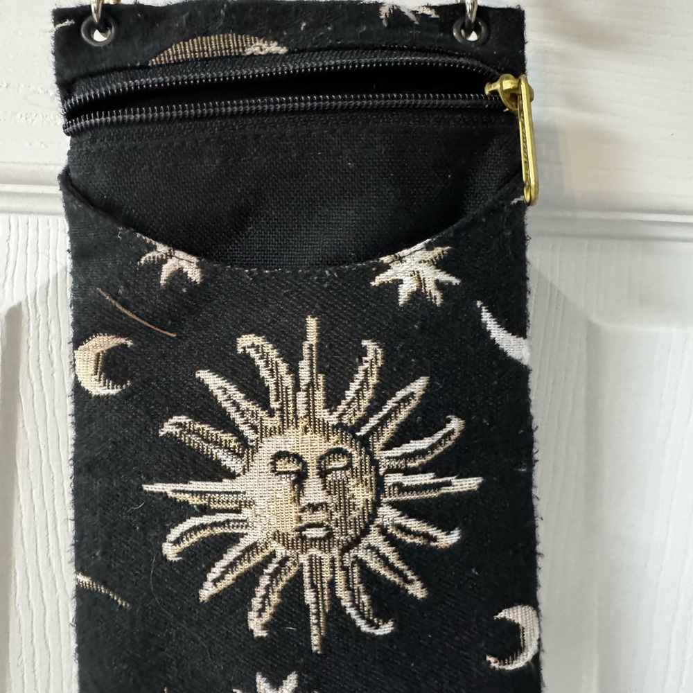 Black Sun and Moon Patterned Pouch